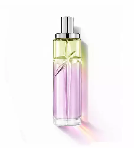 Gourmet Berry: flacone alto con sfumatura verde chiaro e rosa su sfondo bianco.