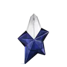 Mugler Angel Elixir Eau de Parfum in silver and midnight blue star-shaped bottles on white background