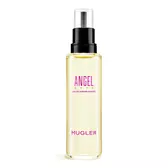 Flacone ricarica eau de parfum Angel Nova Mugler con pompa nera su sfondo grigio chiaro
