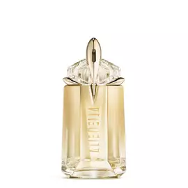 Flacone di fragranza Alien Goddess su sfondo grigio chiaro